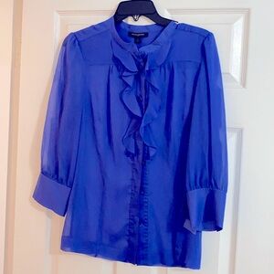 Banana republic blue ruffle blouse